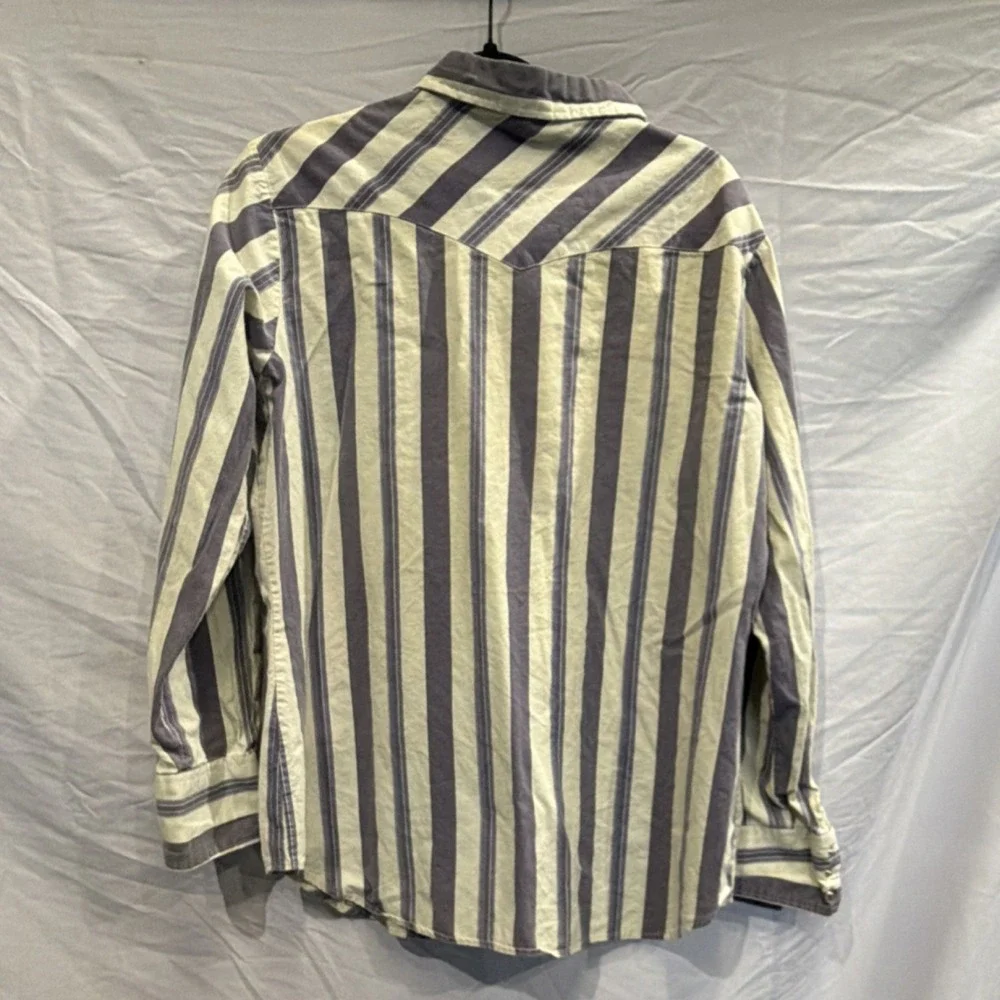 Vintage Lee Cotton Striped Purple White Button - Picture 4 of 6